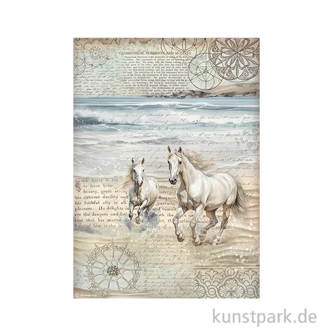 Artikelbild 1 des Artikels “Stamperia Reispapier - Silent Sea Horses, DIN A4 “