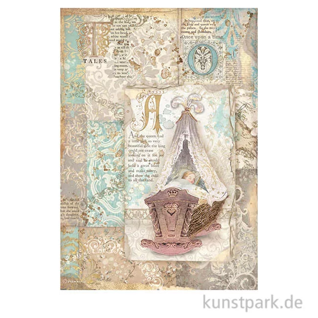 Artikelbild 1 des Artikels “Stamperia Reispapier - Sleeping Beauty Cradle, DIN A4 “