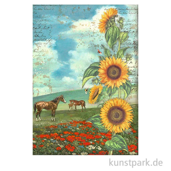 Artikelbild 1 des Artikels “Stamperia Reispapier - Sunflower Art Horses, DIN A4 “