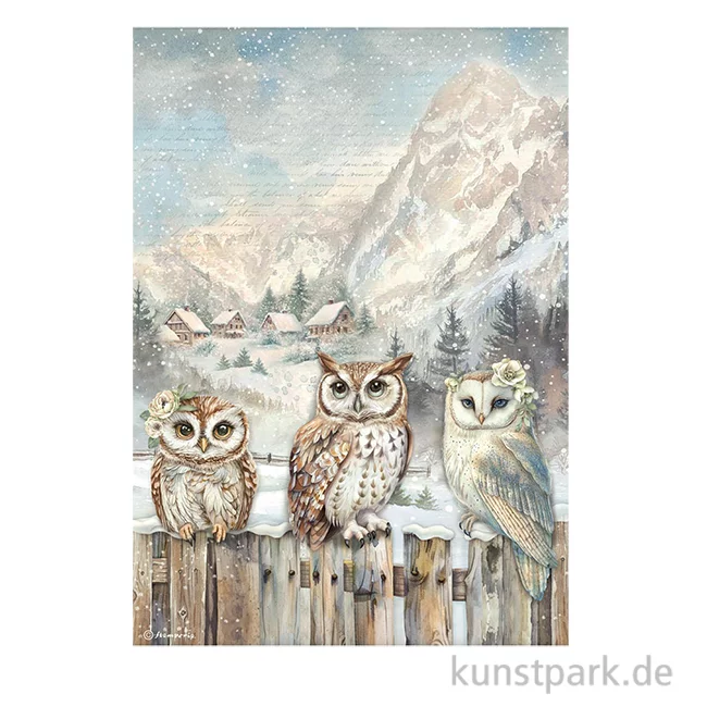 Artikelbild 1 des Artikels “Stamperia Reispapier - The Owl's House 3 Owls, DIN A4 “