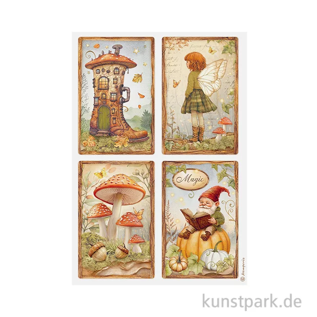 Artikelbild 1 des Artikels “Stamperia Reispapier - Whispering Woods 4 Cards, DIN A4 “