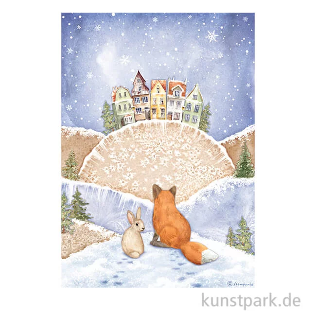 Artikelbild 1 des Artikels “Stamperia Reispapier - Winter Valley Fox and Bunny, DIN A4 “