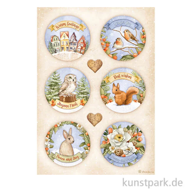 Artikelbild 1 des Artikels “Stamperia Reispapier - Winter Valley Rounds, DIN A4 “