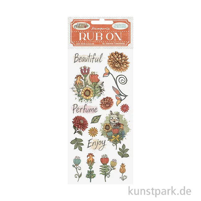 Artikelbild 1 des Artikels “Stamperia Rub On Transferfolie - Furry Friends Flowers “