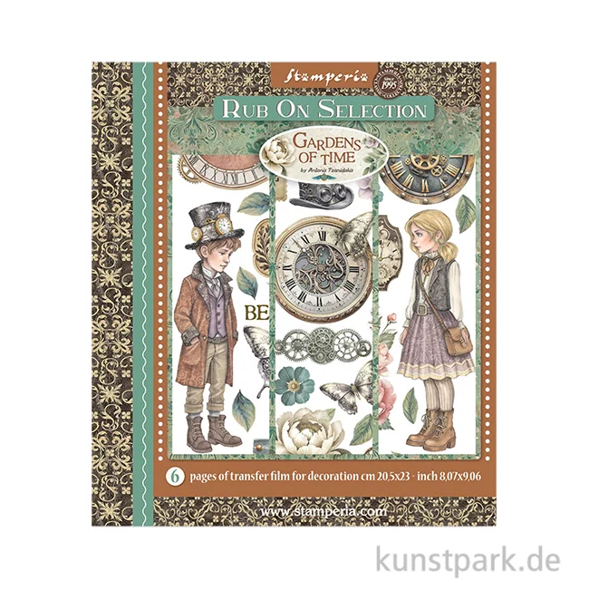 Artikelbild 1 des Artikels “Stamperia Rub On Transferfolien - Gardens of Time, 6 Blatt, XL “