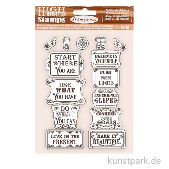 Artikelbild 1 des Artikels “Stamperia Rubber Stamps - Lady Vagabond Lifestyle Quotes, 14 x 18 cm “