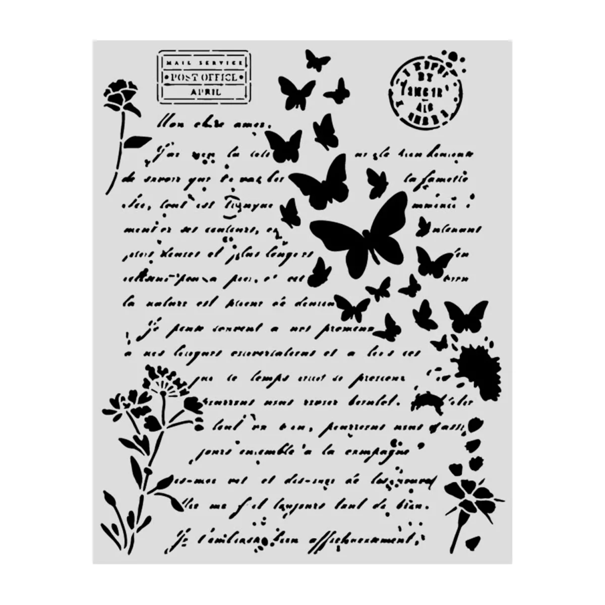Artikelbild 1 des Artikels “Stamperia Schablone - Flowers and Poems Letter Butterflies, 20 x 25 cm “