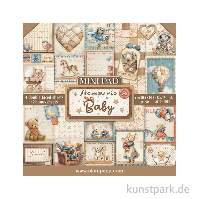 Artikelbild 1 des Artikels “Stamperia Scrapbooking Mini Pad - Baby, 6 Blatt, 30,5 x 30,5 cm “