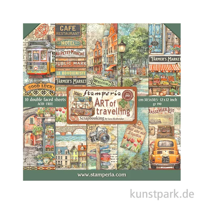 Artikelbild 1 des Artikels “Stamperia Scrapbooking Pad - Art of Travelling, 30,5 x 30,5 cm “