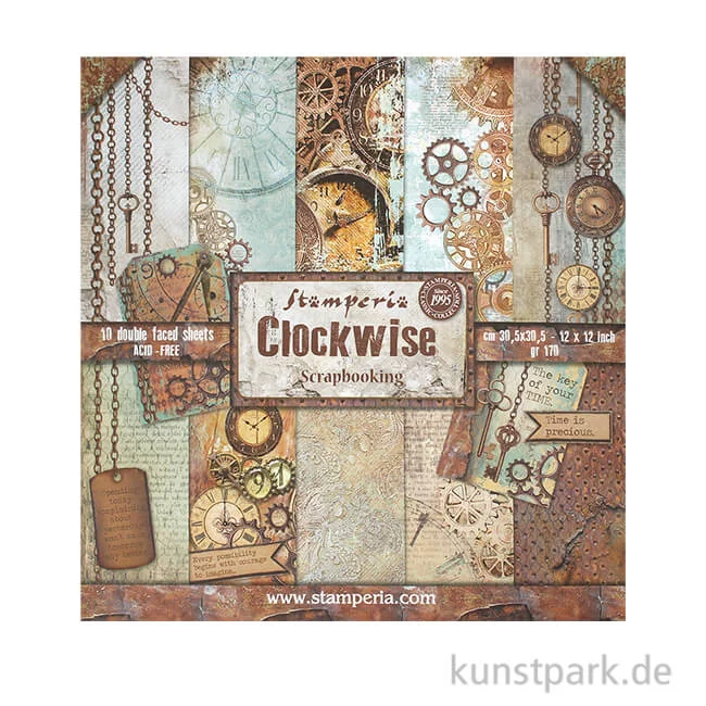 Artikelbild 1 des Artikels “Stamperia Scrapbooking Pad - Clockwise, 30,5 x 30,5 cm, 10 Blatt “