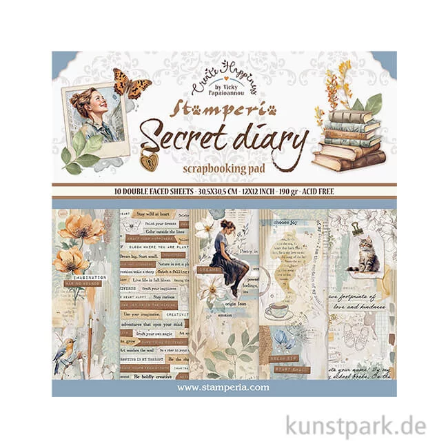 Artikelbild 1 des Artikels “Stamperia Scrapbooking Pad - Create Happiness Secret Diary, 30,5 cm “