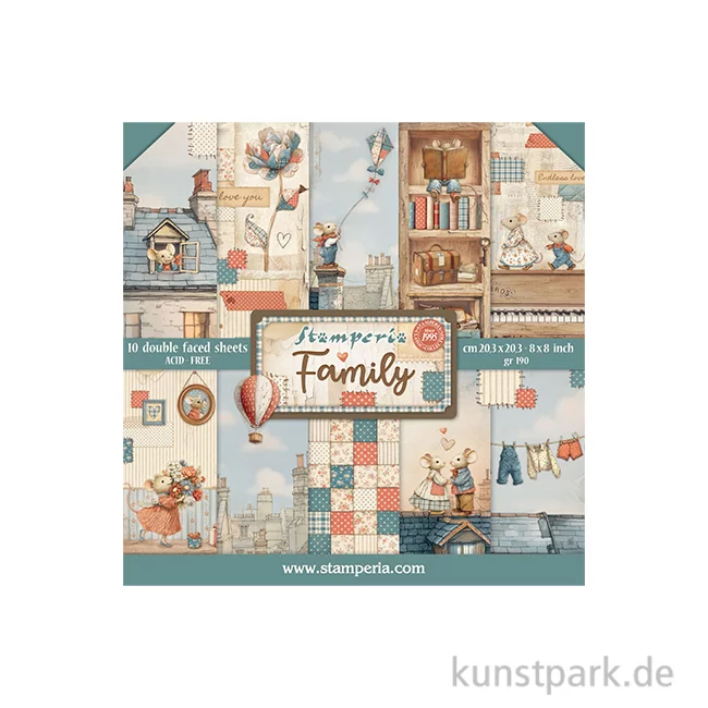 Artikelbild 1 des Artikels “Stamperia Scrapbooking Pad - Family, 20,3 x 20,3 cm “