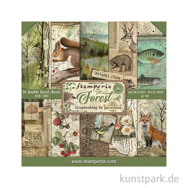Artikelbild 1 des Artikels “Stamperia Scrapbooking Pad - Forest, 30,5 x 30,5 cm “