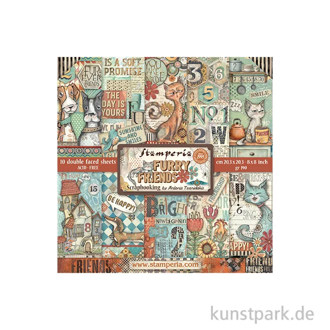 Artikelbild 1 des Artikels “Stamperia Scrapbooking Pad - Furry Friends, 20,3 x 20,3 cm “