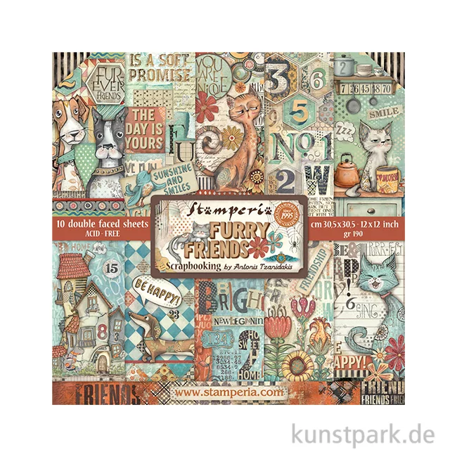 Artikelbild 1 des Artikels “Stamperia Scrapbooking Pad - Furry Friends, 30,5 x 30,5 cm “