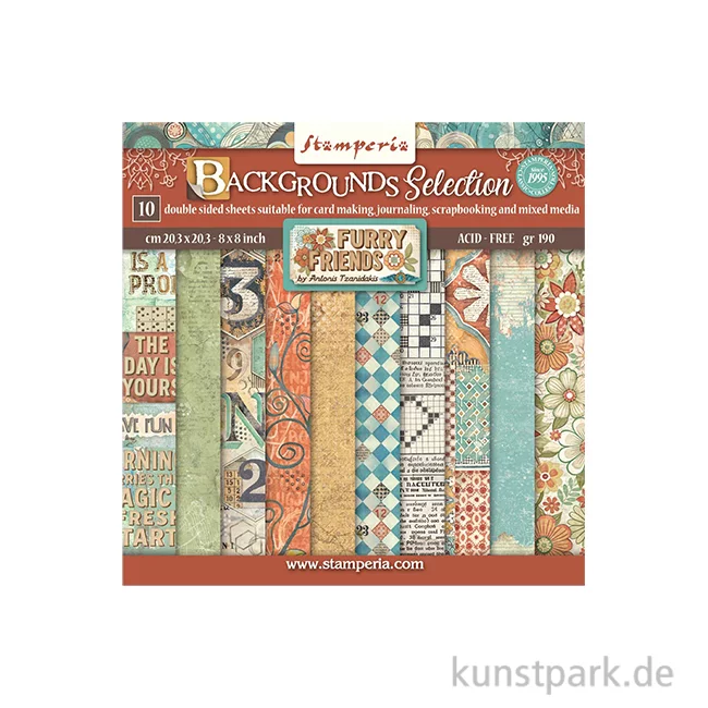 Artikelbild 1 des Artikels “Stamperia Scrapbooking Pad - Furry Friends Backgrounds, 20,3 x 20,3 cm “