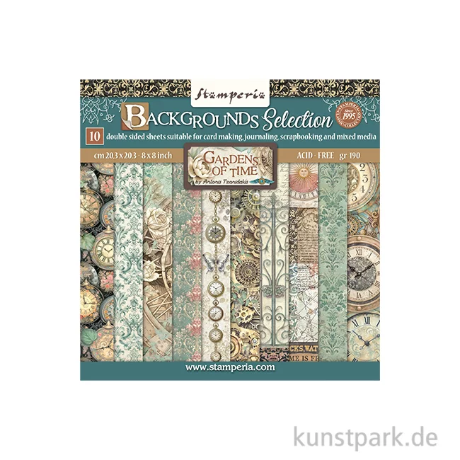 Artikelbild 1 des Artikels “Stamperia Scrapbooking Pad - Gardens of Time Backgrounds, 20,3 cm “
