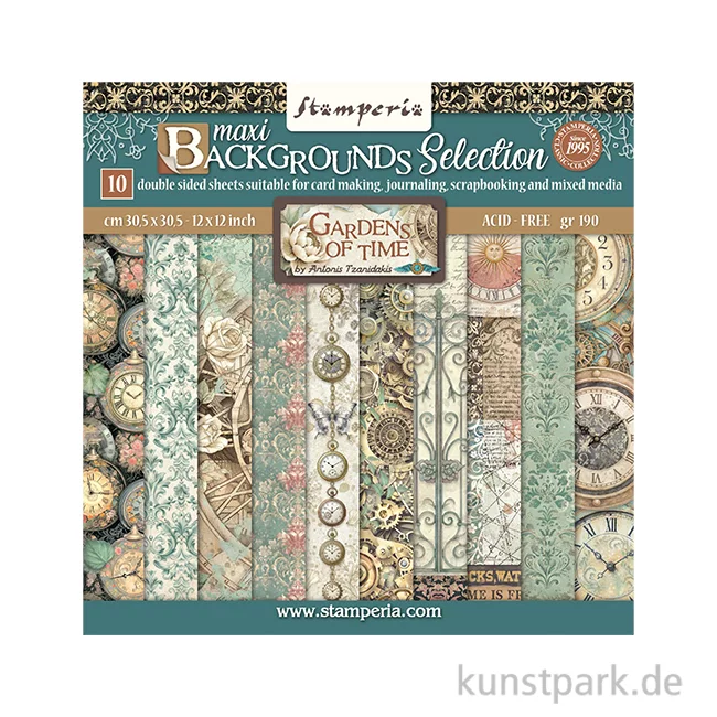 Artikelbild 1 des Artikels “Stamperia Scrapbooking Pad - Gardens of Time Backgrounds, 30,5 cm “