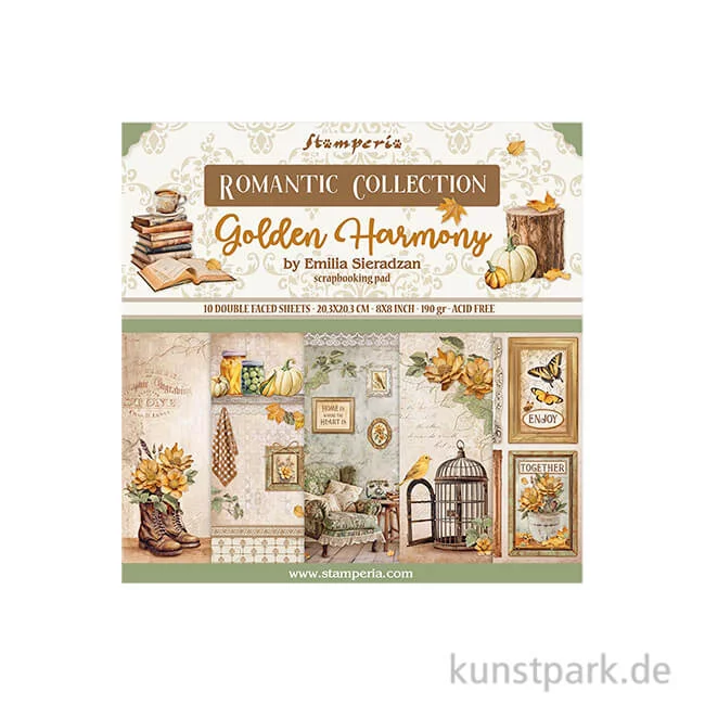 Artikelbild 1 des Artikels “Stamperia Scrapbooking Pad - Golden Harmony, 20,3 x 20,3 cm “
