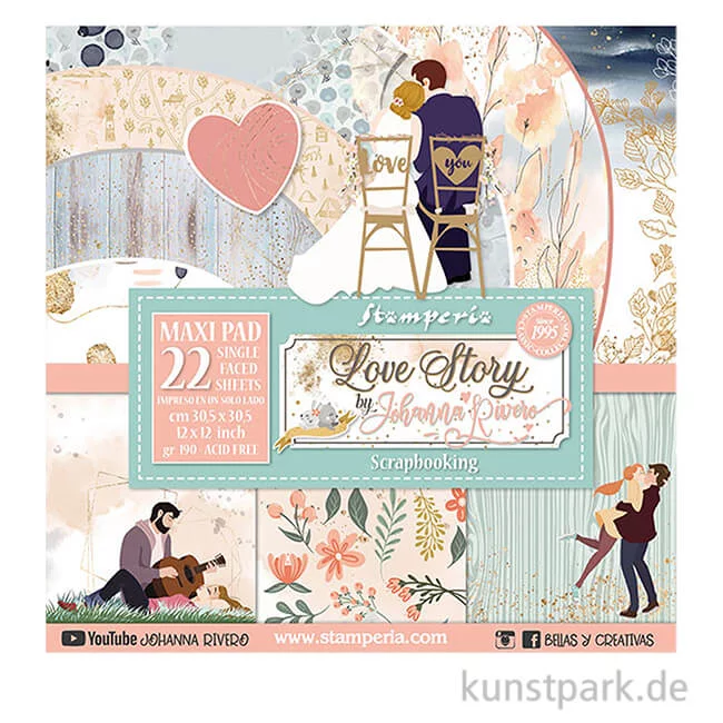 Artikelbild 1 des Artikels “Stamperia Scrapbooking Pad - Love Story, 30,5 x 30,5 cm, 22 Blatt “