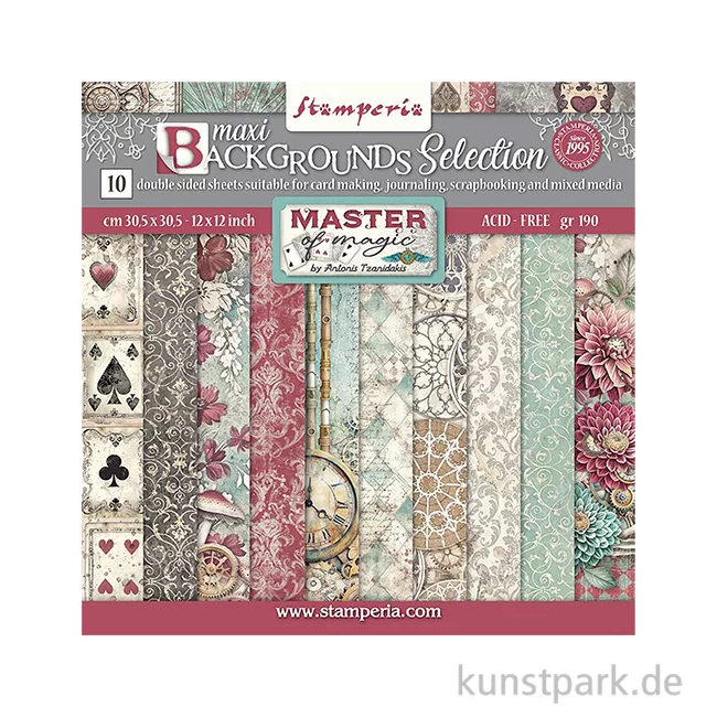 Artikelbild 1 des Artikels “Stamperia Scrapbooking Pad - Master of Magic Backgrounds, 30,5 cm “