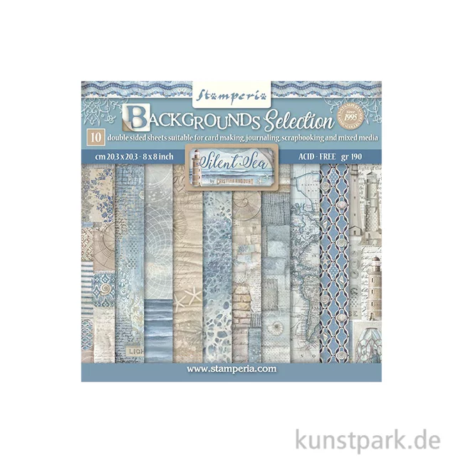 Artikelbild 1 des Artikels “Stamperia Scrapbooking Pad - Silent Sea Backgrounds, 20,3 x 20,3 cm “