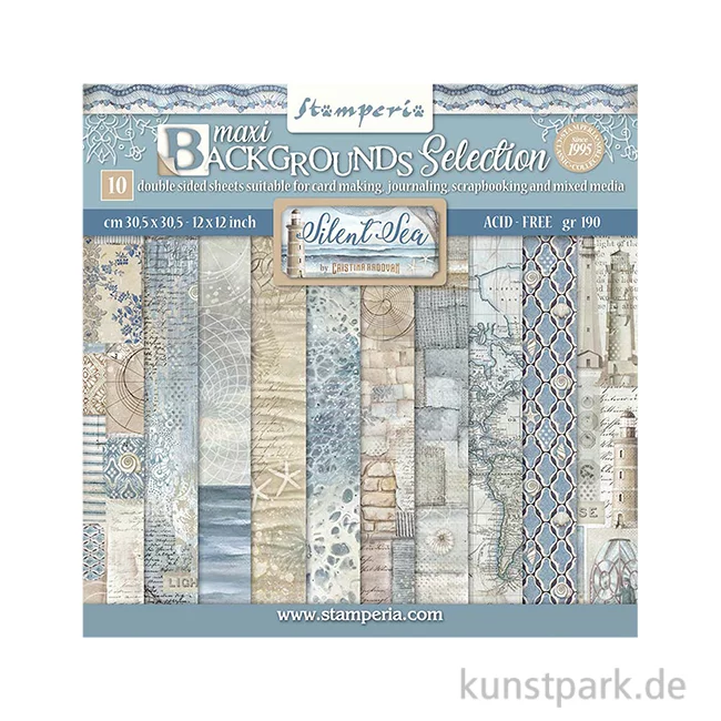 Artikelbild 1 des Artikels “Stamperia Scrapbooking Pad - Silent Sea Backgrounds, 30,5 x 30,5 cm “