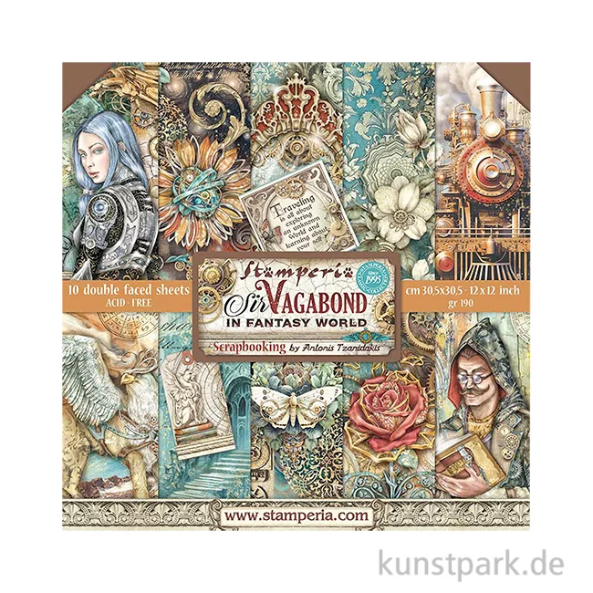 Artikelbild 1 des Artikels “Stamperia Scrapbooking Pad - Sir Vagabond in Fantasy World, 30,5 cm “
