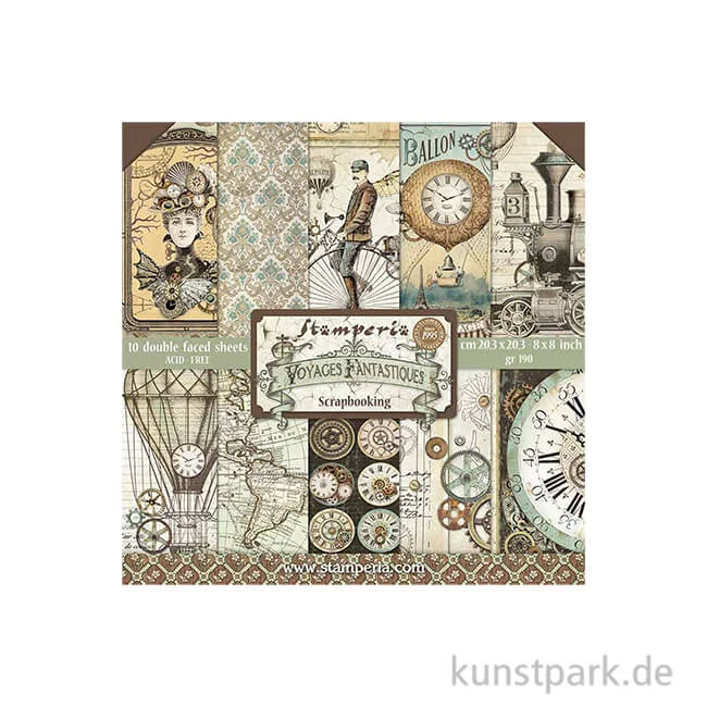 Artikelbild 1 des Artikels “Stamperia Scrapbooking Pad - Voyages Fantastiques, 20,3 x 20,3 cm “