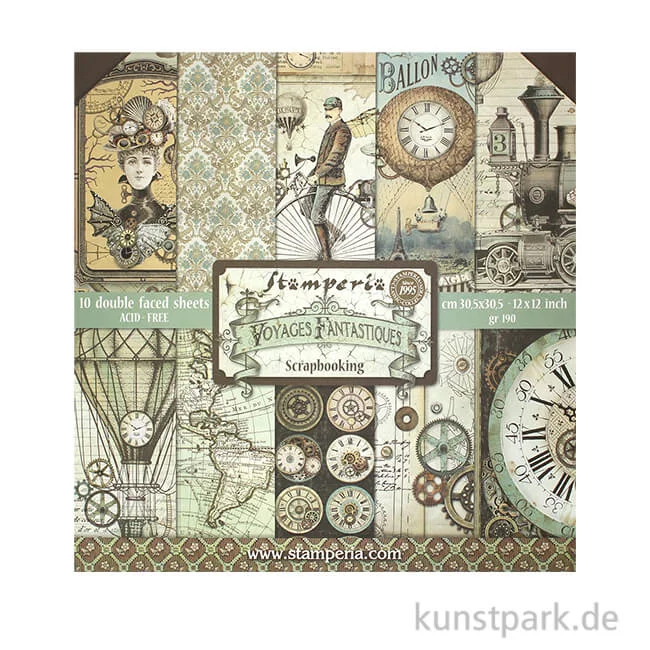 Artikelbild 1 des Artikels “Stamperia Scrapbooking Pad - Voyages Fantastiques, 30,5 x 30,5 cm “