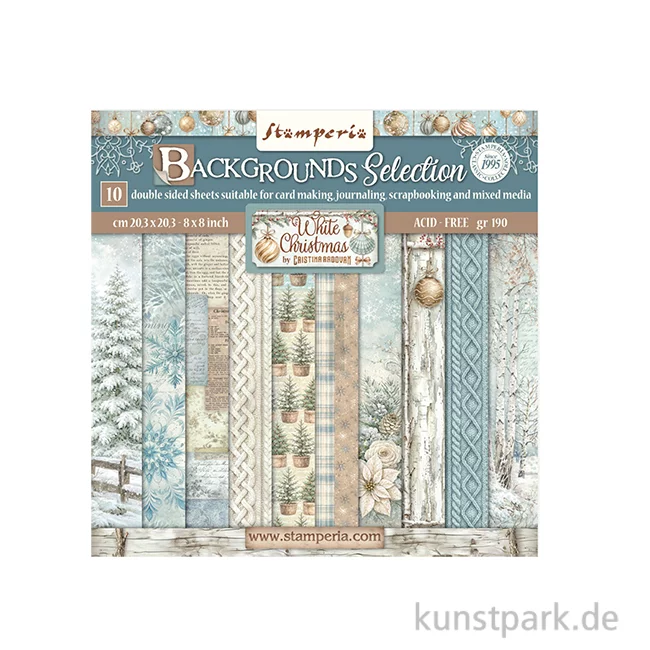 Artikelbild 1 des Artikels “Stamperia Scrapbooking Pad - White Christmas Backgrounds, 20,3 cm “