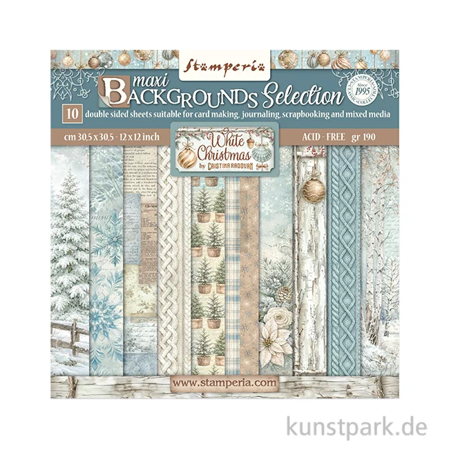 Artikelbild 1 des Artikels “Stamperia Scrapbooking Pad - White Christmas Backgrounds, 30,5 cm “