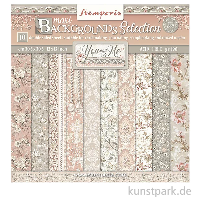 Artikelbild 1 des Artikels “Stamperia Scrapbooking Pad - You and Me Backgrounds 30,5 x 30,5 cm “