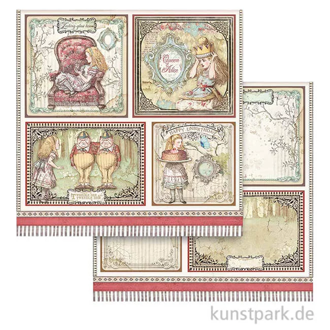 Artikelbild 1 des Artikels “Stamperia Scrappapier - Alice 4 Cards, 30,5x30,5 cm “