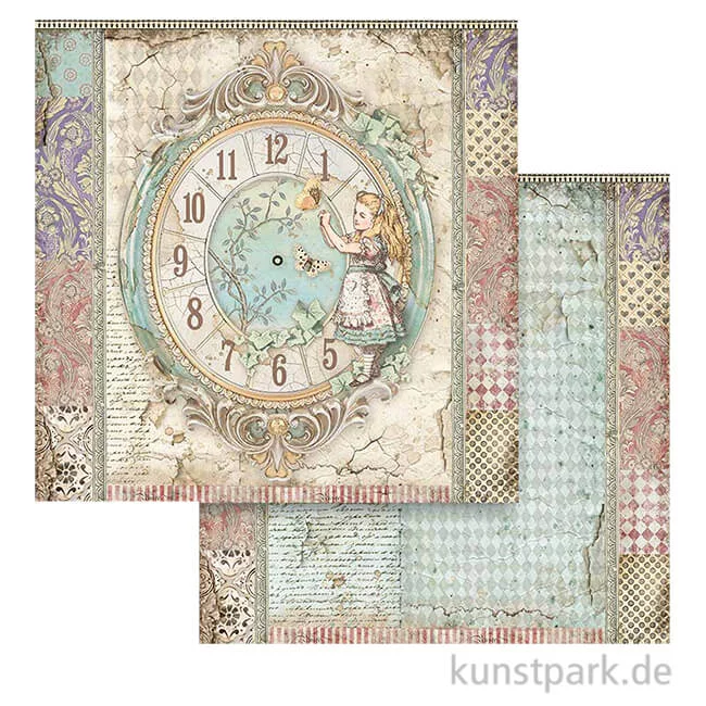 Artikelbild 1 des Artikels “Stamperia Scrappapier - Alice Clock, 30,5x30,5 cm “