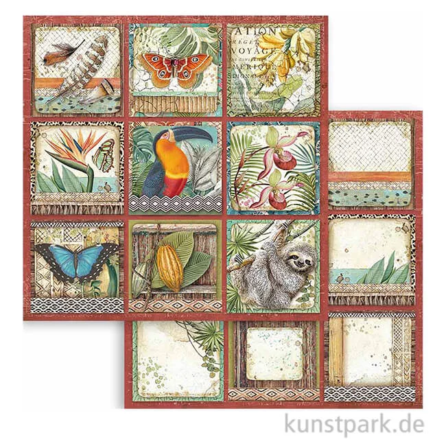 Artikelbild 1 des Artikels “Stamperia Scrappapier - Amazonia Square Tags, 30,5x30,5 cm “