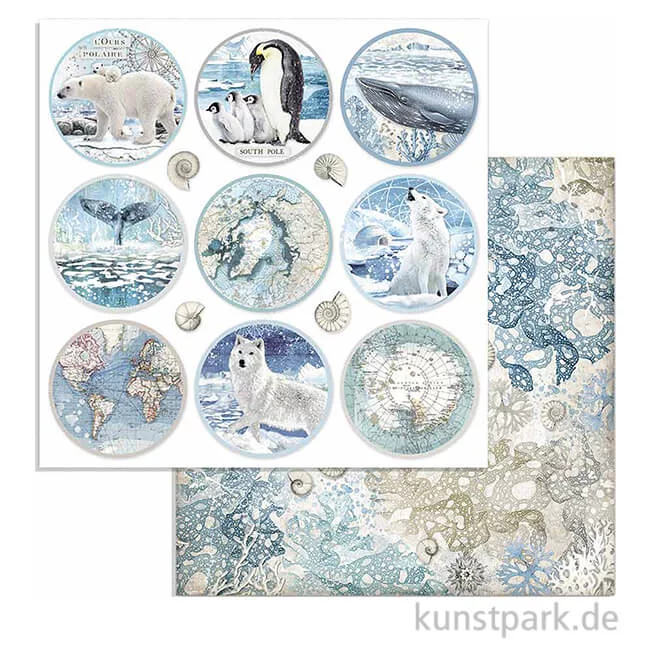 Artikelbild 1 des Artikels “Stamperia Scrappapier - Arctic Antarctic Paper Rounds, 30,5 x 30,5 cm “