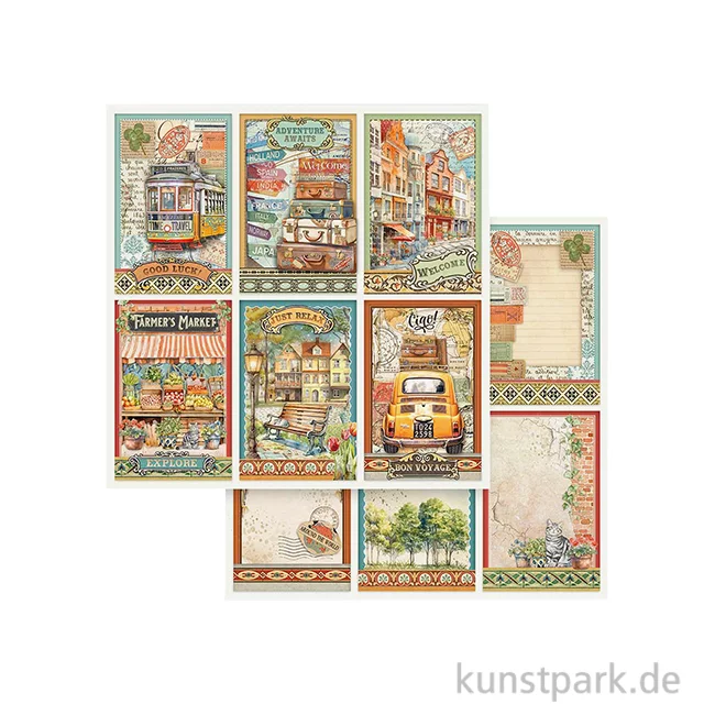 Artikelbild 1 des Artikels “Stamperia Scrappapier - Art of Travelling 6 Cards, 30,5 x 30,5 cm “