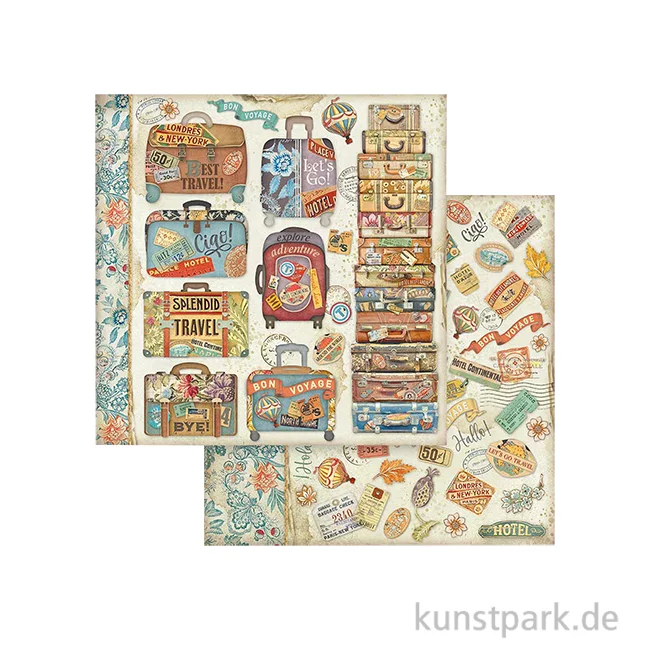 Artikelbild 1 des Artikels “Stamperia Scrappapier - Art of Travelling Suitcases, 30,5 x 30,5 cm “