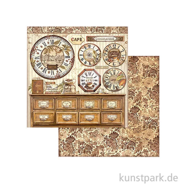 Artikelbild 1 des Artikels “Stamperia Scrappapier - Coffee and Chocolate Clocks, 30,5 x 30,5 cm “