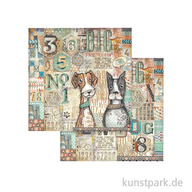 Artikelbild 1 des Artikels “Stamperia Scrappapier - Furry Friends Dogs Numbers, 30,5 x 30,5 cm “
