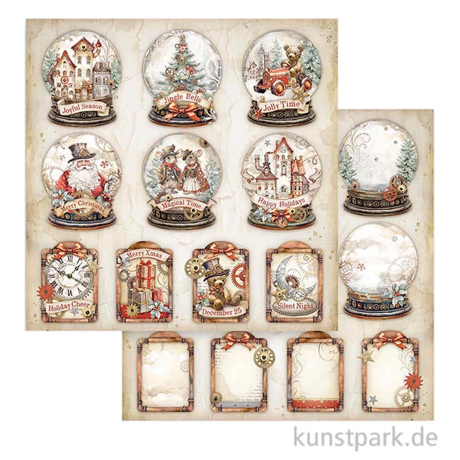 Artikelbild 1 des Artikels “Stamperia Scrappapier - Gear up for Christmas Snowglobes, 30,5 cm “