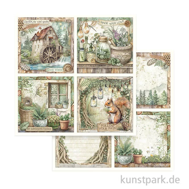 Artikelbild 1 des Artikels “Stamperia Scrappapier - Herbarium Silvae 4 Cards, 30,5 x 30,5 cm “