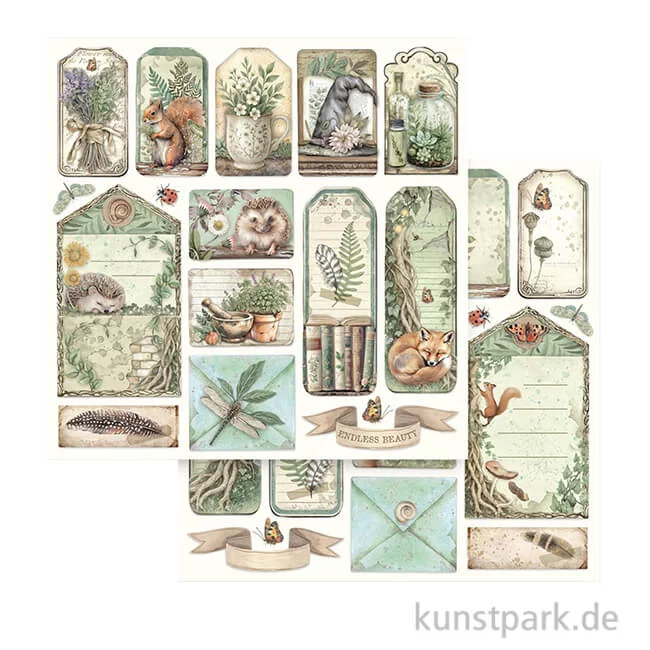 Artikelbild 1 des Artikels “Stamperia Scrappapier - Herbarium Silvae Tags Letters, 30,5 x 30,5 cm “