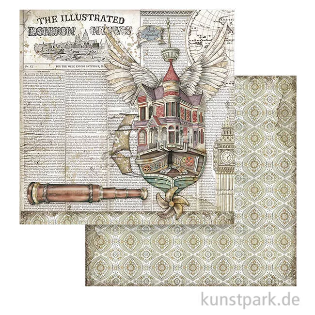 Artikelbild 1 des Artikels “Stamperia Scrappapier - Lady Vagabond Flying Ship, 30,5 x 30,5 cm “
