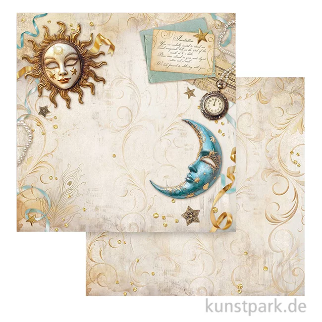 Artikelbild 1 des Artikels “Stamperia Scrappapier - Masquerade Sun and Moon, 30,5 x 30,5 cm “