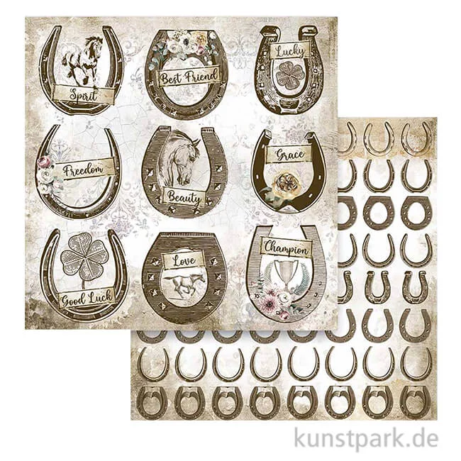 Artikelbild 1 des Artikels “Stamperia Scrappapier - Romantic Horses Horseshoe, 30,5 x 30,5 cm “