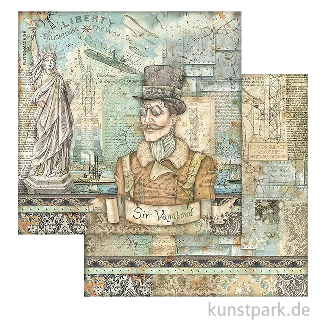 Artikelbild 1 des Artikels “Stamperia Scrappapier - Sir Vagabond Aviator Statue of Liberty 30,5 cm “