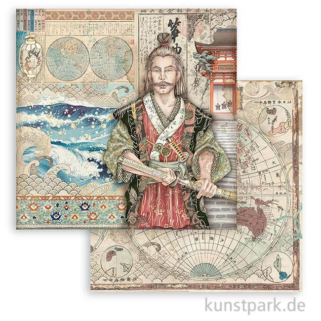 Artikelbild 1 des Artikels “Stamperia Scrappapier - Sir Vagabond in Japan Samurai, 30,5x30,5 cm “
