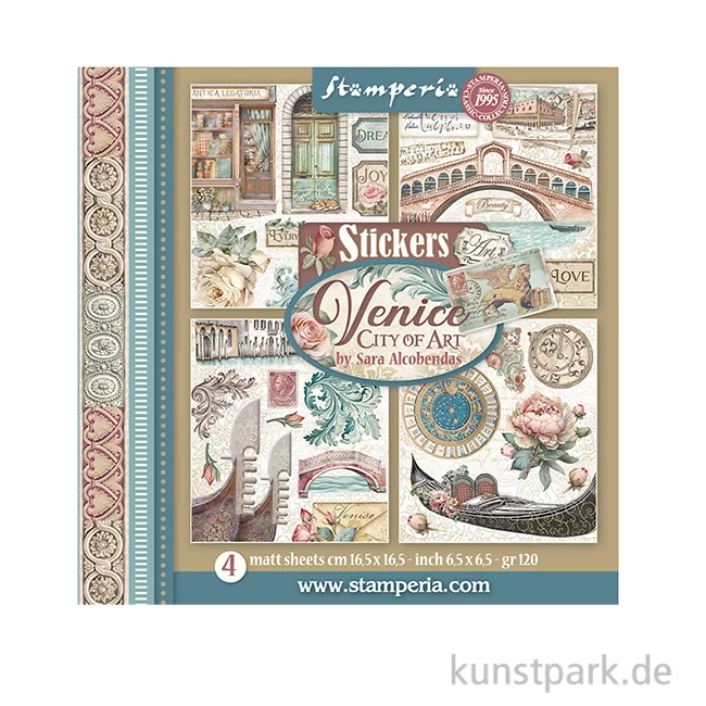 Artikelbild 1 des Artikels “Stamperia Stickers - Venice City of Art, 4 Stickerbögen “